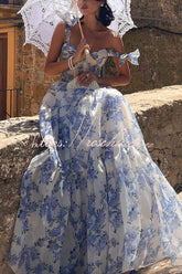 Fairytale Itself Organza-Maxikleid mit Blumenmuster und Bindeträgern